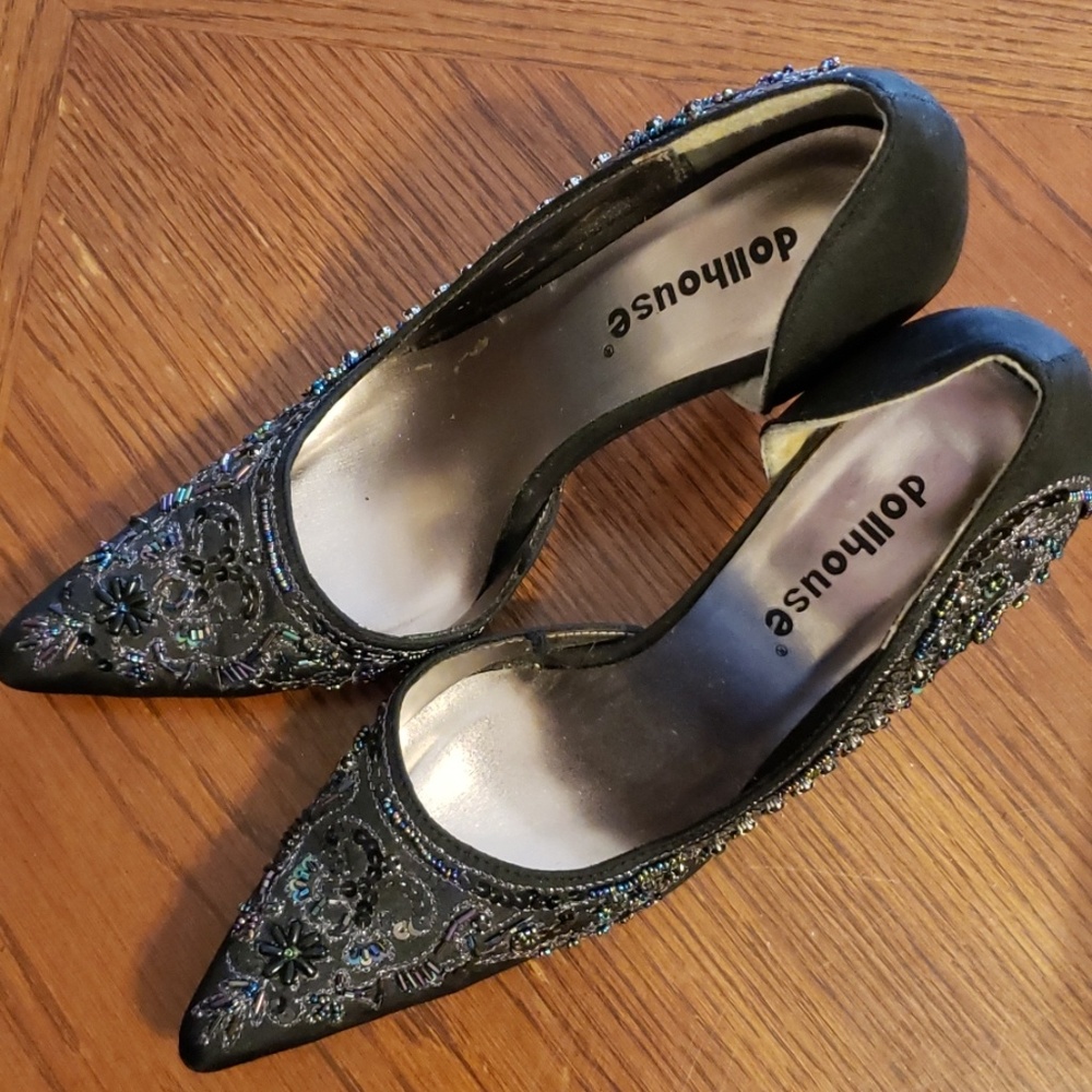 Dollhouse Sexy Black Jeweled/Sequin Heels